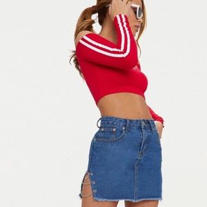 Denim Mini Skirt Chain Detail